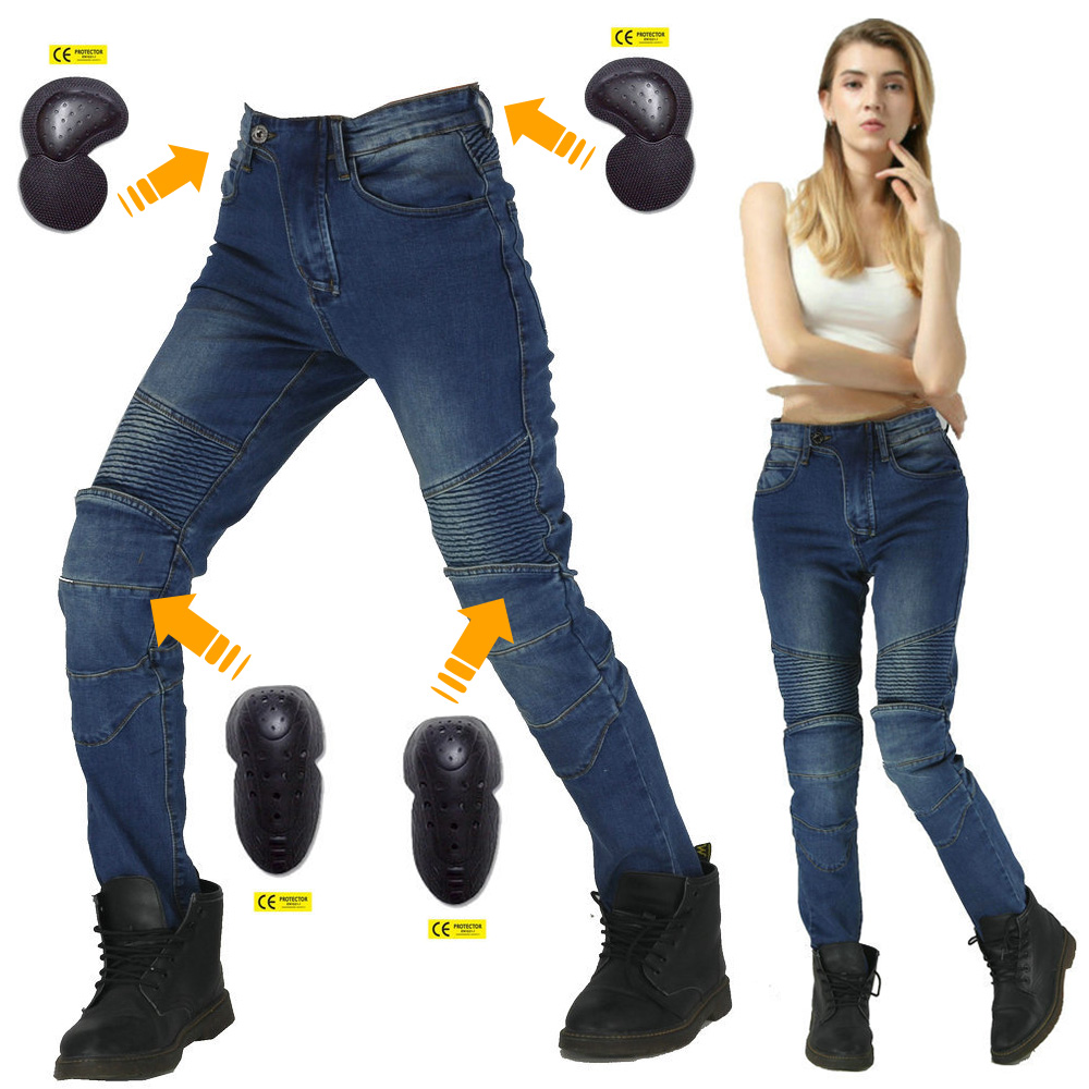 Motorcycle Gear Wash - معدات حماية احترافية للنساء، بنطلون جينز