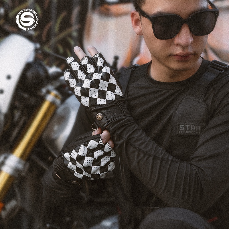 قفازات دراجات نارية صيفية نصف  - مراجعة Motorcycle Gear White وسعره