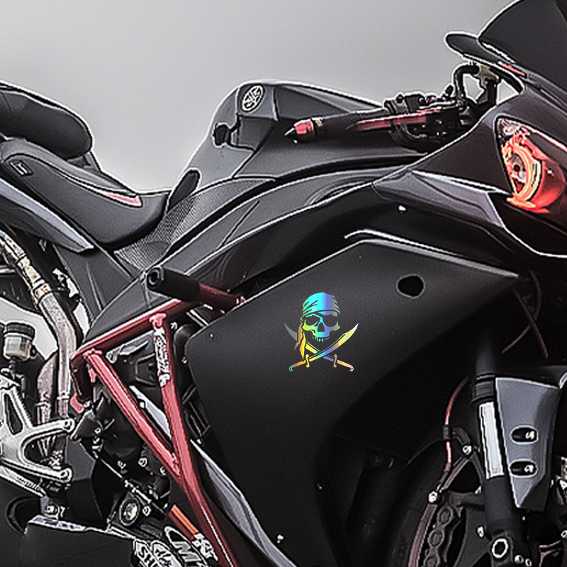 ملصق على شكل جمجمة قرصان مخصص  - مراجعة Motorcycle Gear Equipment وسعره