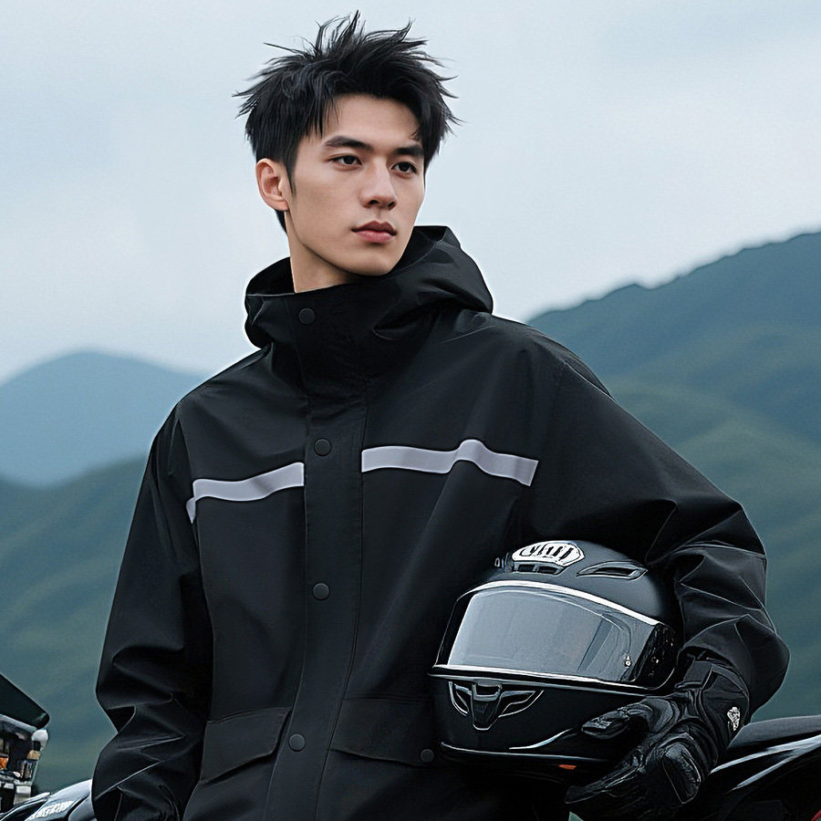 بدلة مطر مقاومة للماء مع شريط  - مراجعة Motorcycle Gear Cycle وسعره